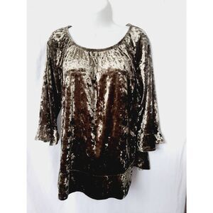 New Directions green velour medium christmas crinkle swing blouse